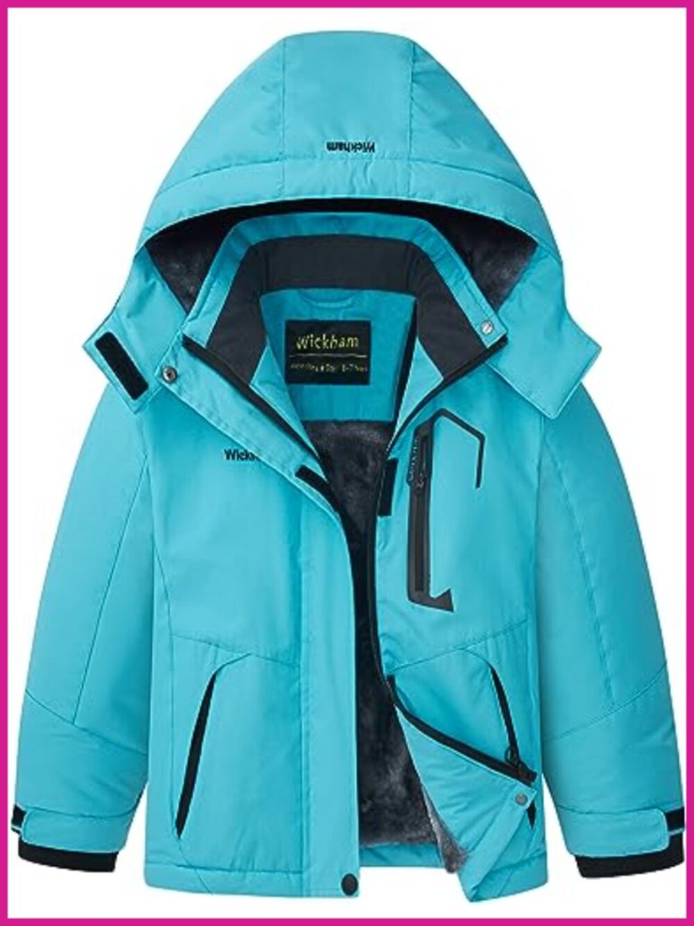 Girls Waterproof Ski Jacket Windproof Hooded Winter Coat Fleece Lined